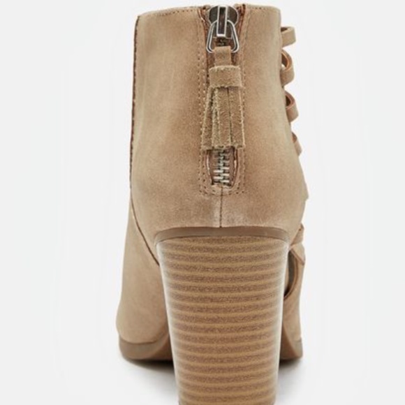 JustFab Tan faux suede bootie heel Size 10 - Picture 3 of 5